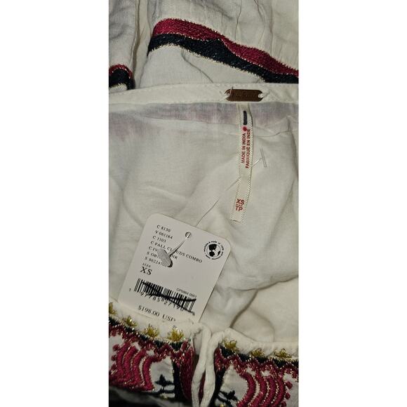 New FREE PEOPLE Sweet Escape Midi Dress $198 X-SMALL Ivory Boho Embroidered - Picture 8 of 9